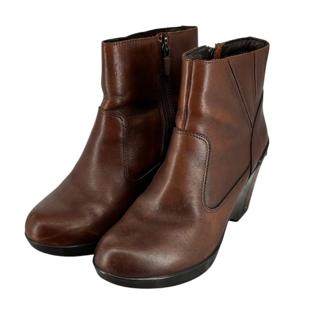 Dansko Faith Wedge Leather Ankle Boots Size 37 EU 6.5-7 US Brown - Picture 8 of 15